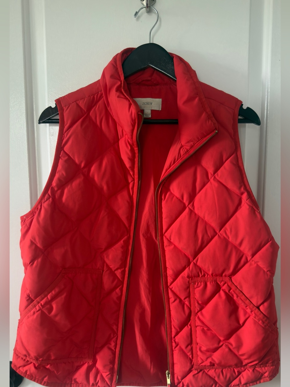 J. Crew Women's Red / Orange Quilted Puffer Vest